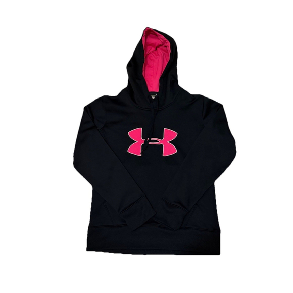 Under armour Tops - UNDER ARMOUR WOMEN’S HOODIE SWEATSHIRT BLACK WITH PINK LOGO SIZE SMALL SM/P